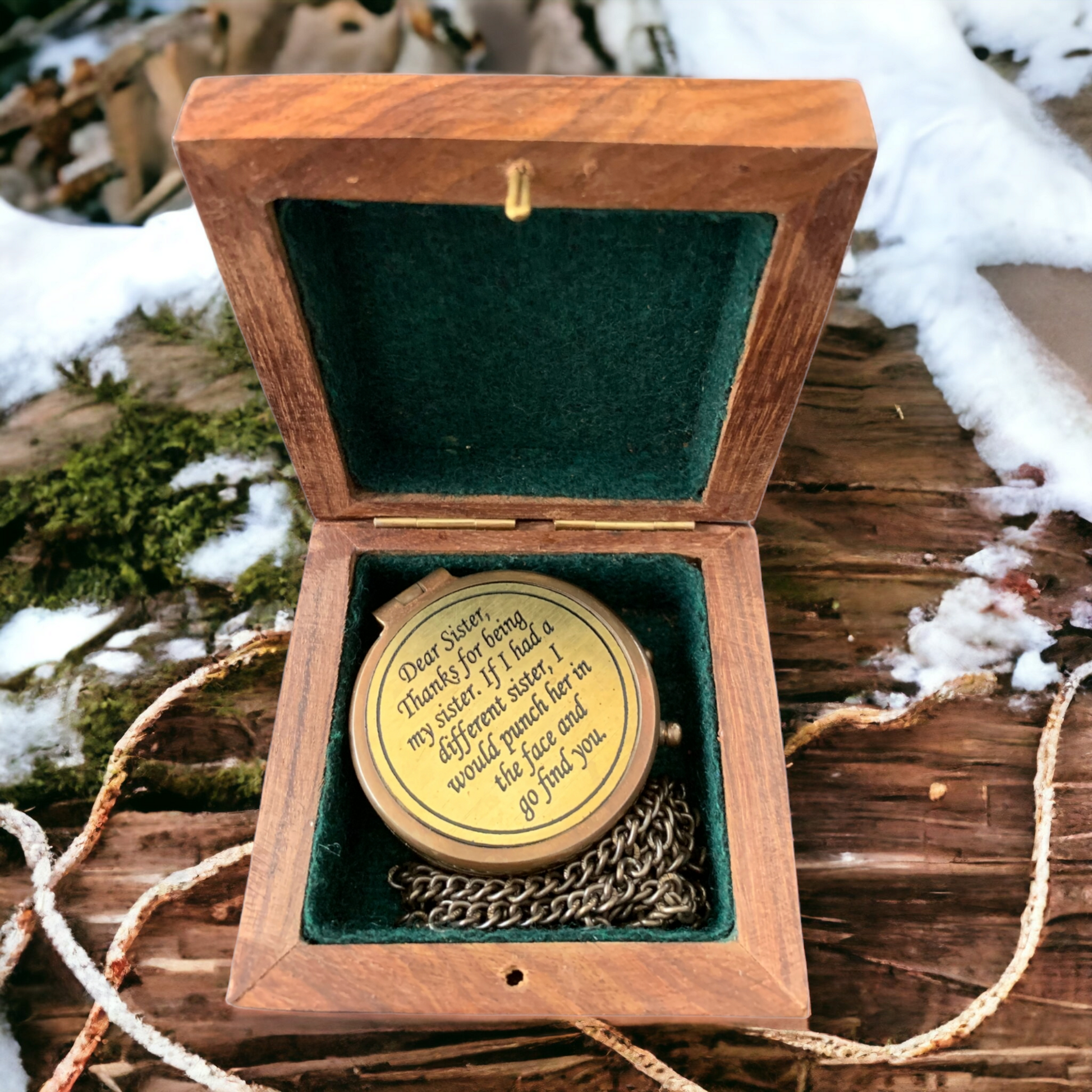 Beautiful message on compass for sister