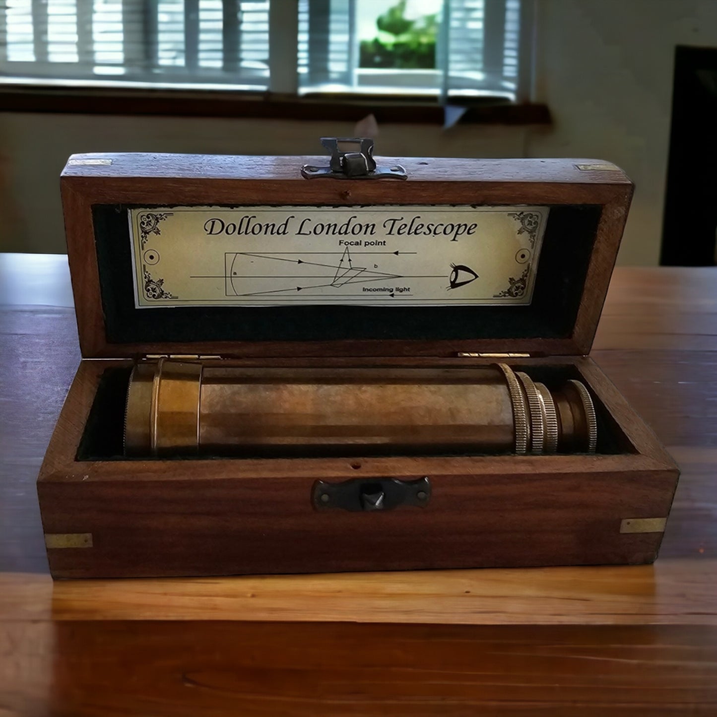 Humble Pirate’s Telescope displayed on a wooden desk, a unique historical replica for gifting and collecting.