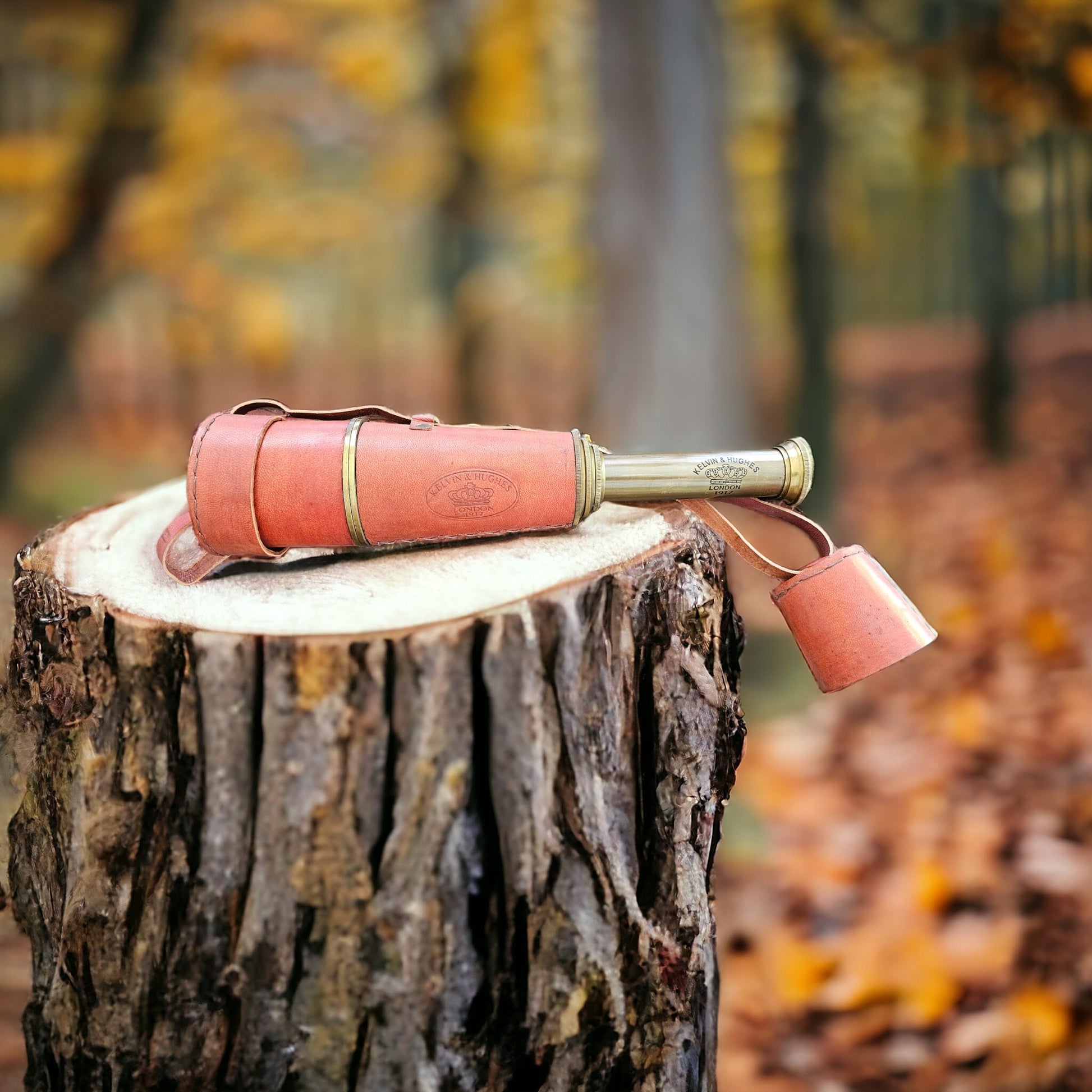 Maroon Leather Strap Telescope for Birdwatching & Sightseeing