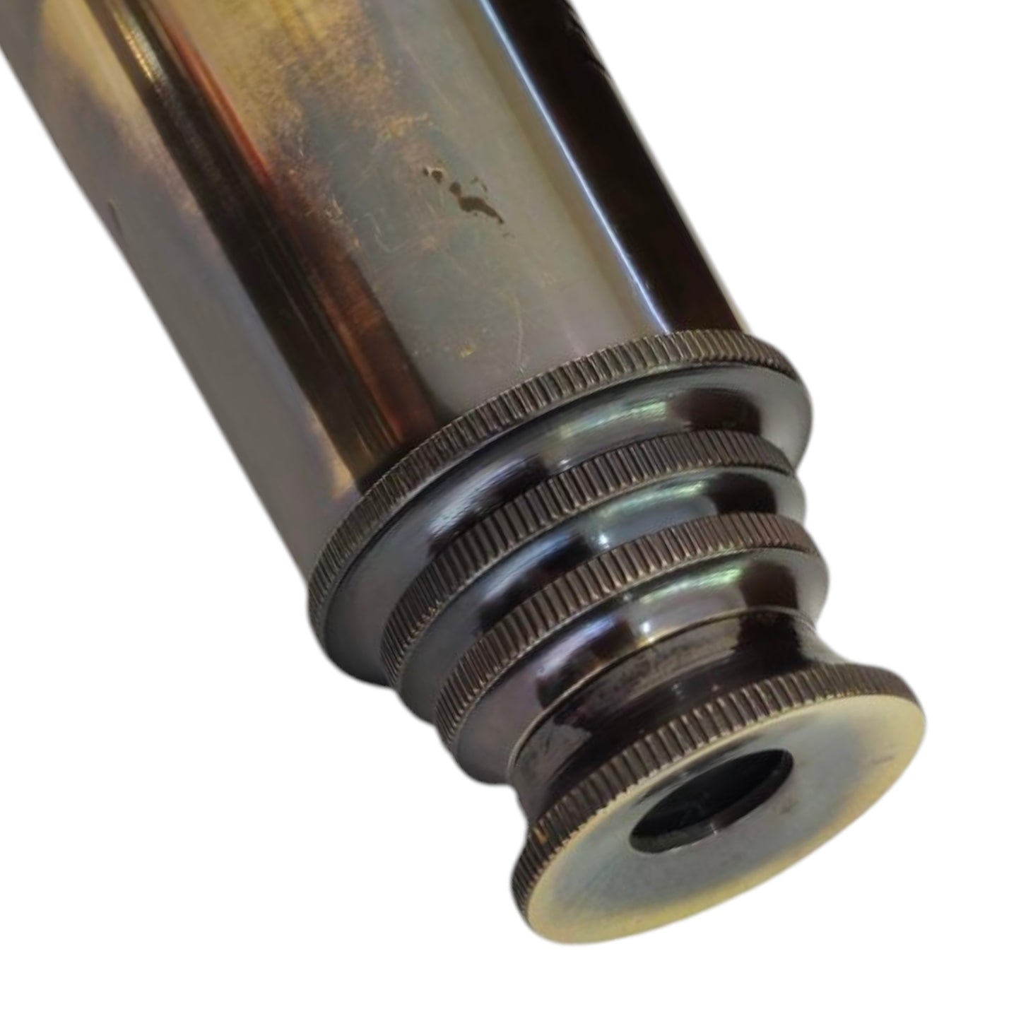 Antique-style Dollond London 1920 brass telescope with a wooden box. A handcrafted, functional telescope with 10x magnification for decor or outdoor use.