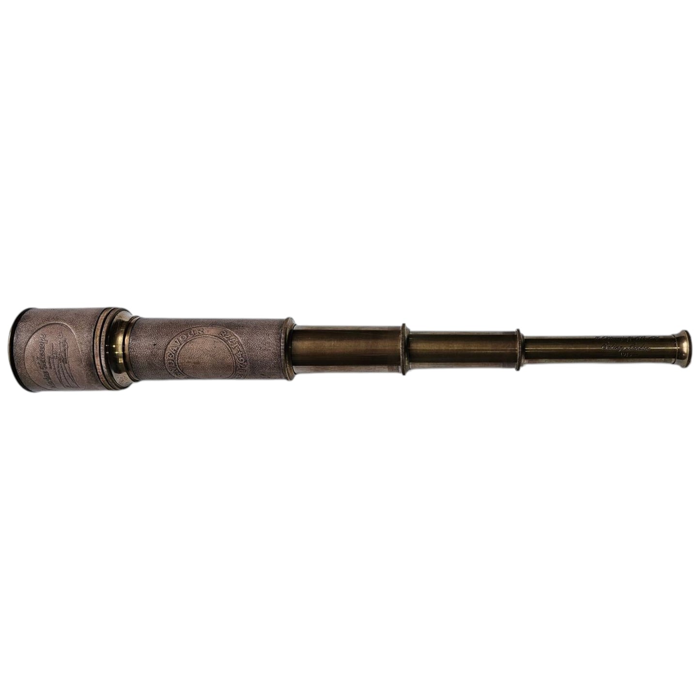 Antique Brass Torch Telescope – Vintage Explorer’s Spyglass with Engraving