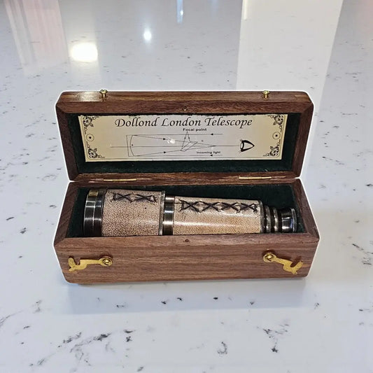 Dollond London Marine Leather Telescope | Personalisable | With Engravable Timber Box