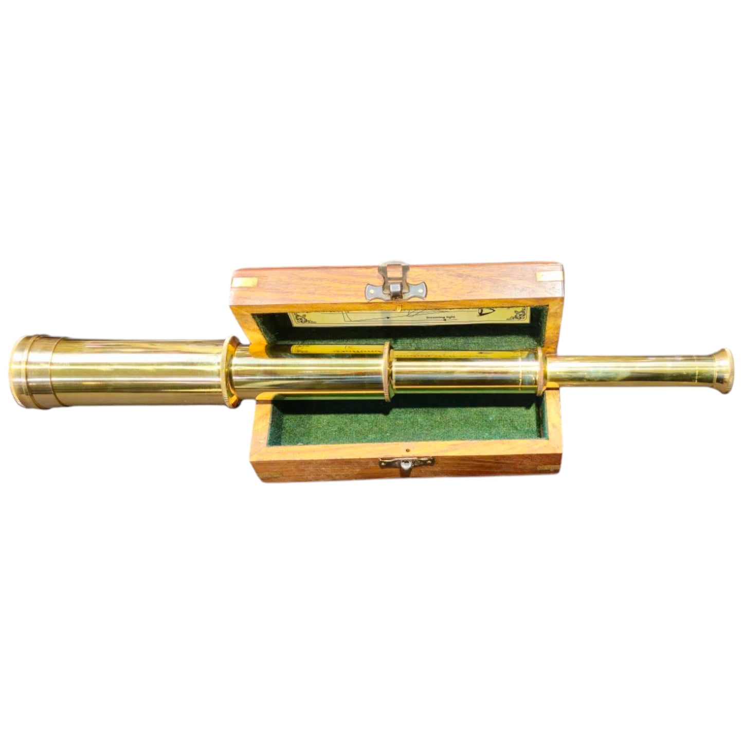 golden telescope with box fully extended
