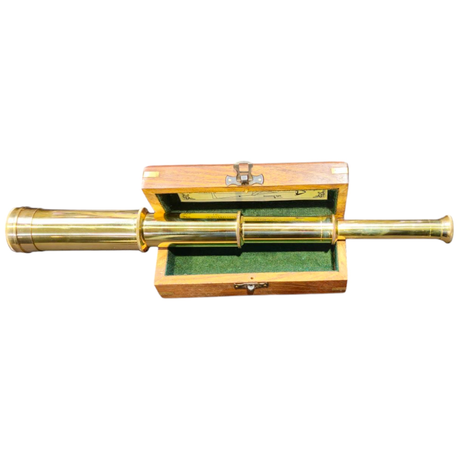 golden telescope with box fully extended