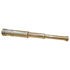 Fully extended 12 inch collapsible brass telescope on a white background