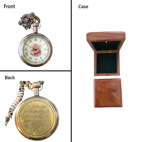 GIFT FOR DAD - Personalized Pocket Watch with Custom Engraved Wooden Box - Unique Timepiece Gift