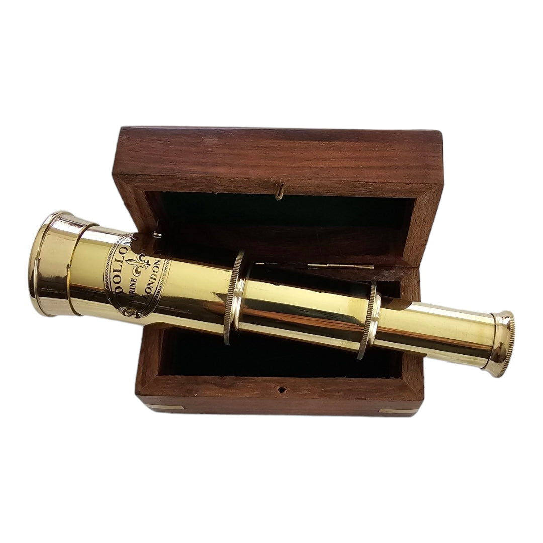 brass telescope in box