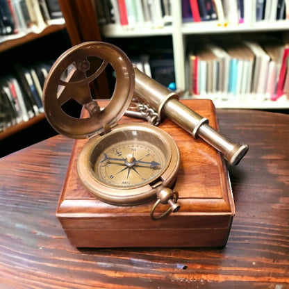 Telescope keyring plus sundial compass