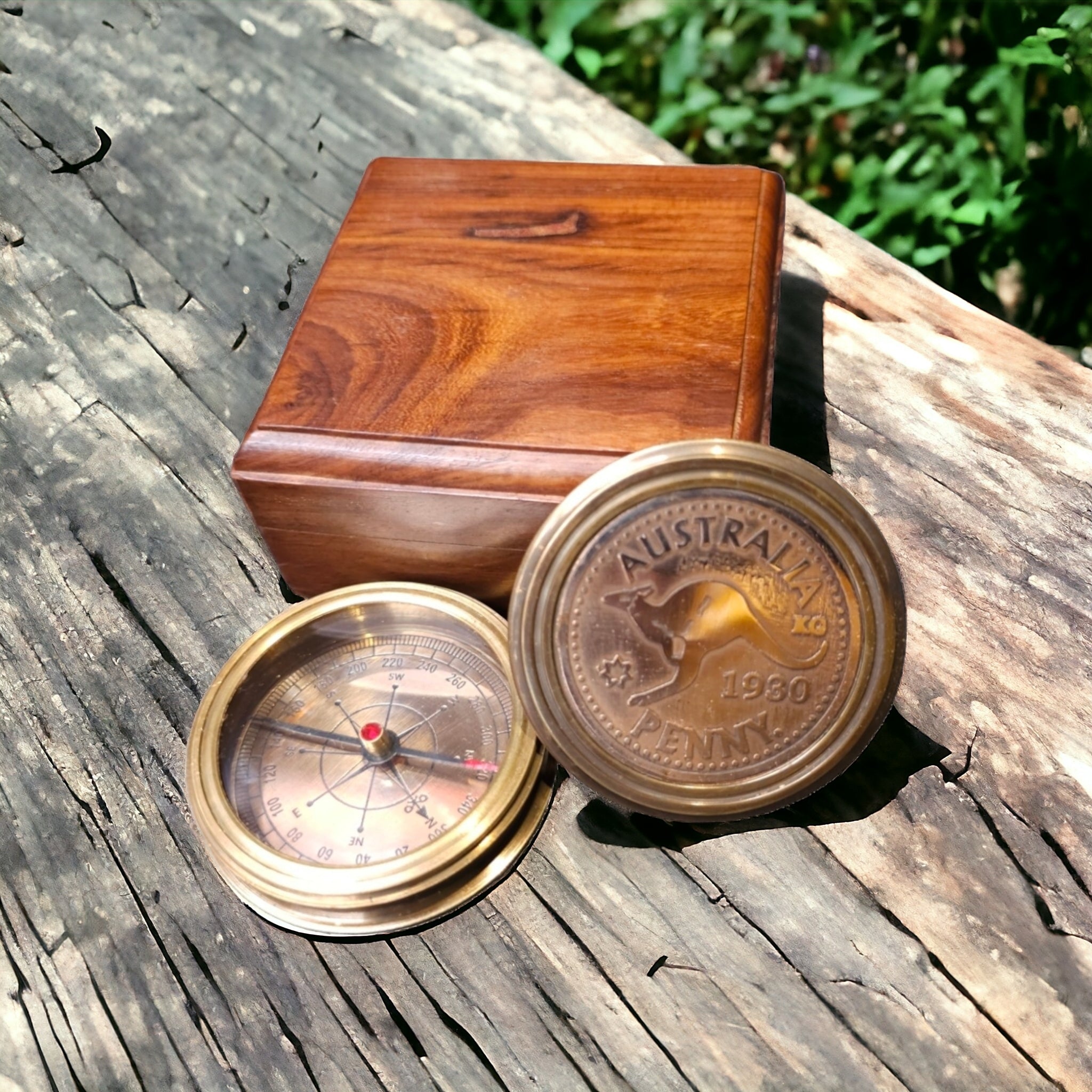 Customisable Australian Brass Penny Compass | Small Vintage Compass ...