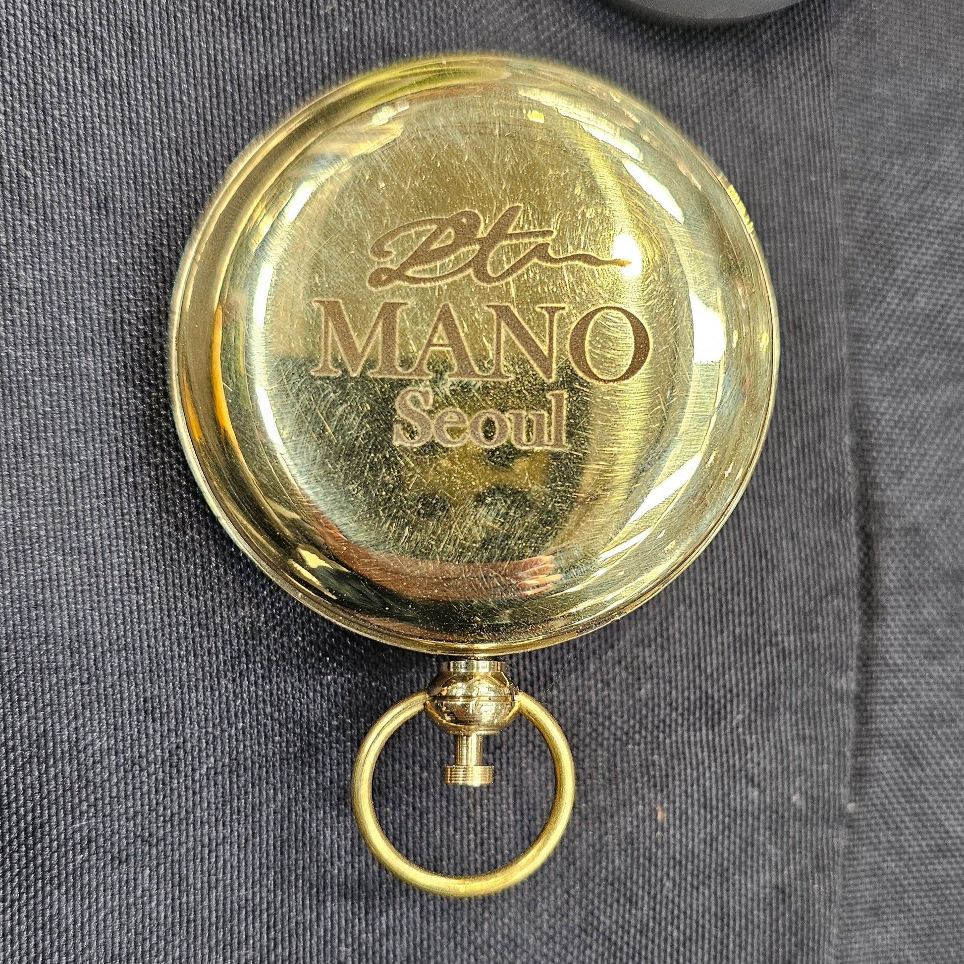 Example of engraving on brass compass