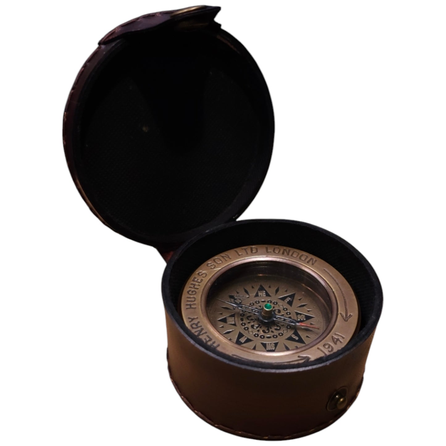 Brass Compass with Sliding Magnifier & Leather Case | Nautical Antique Replica