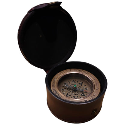 Brass Compass with Sliding Magnifier & Leather Case | Nautical Antique Replica mypirateshop