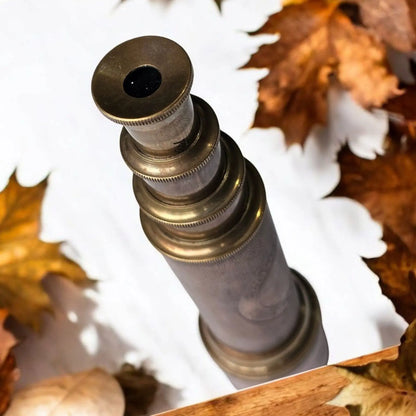 Antique Brass Torch Telescope – Vintage Explorer’s Spyglass with Engraving mypirateshop