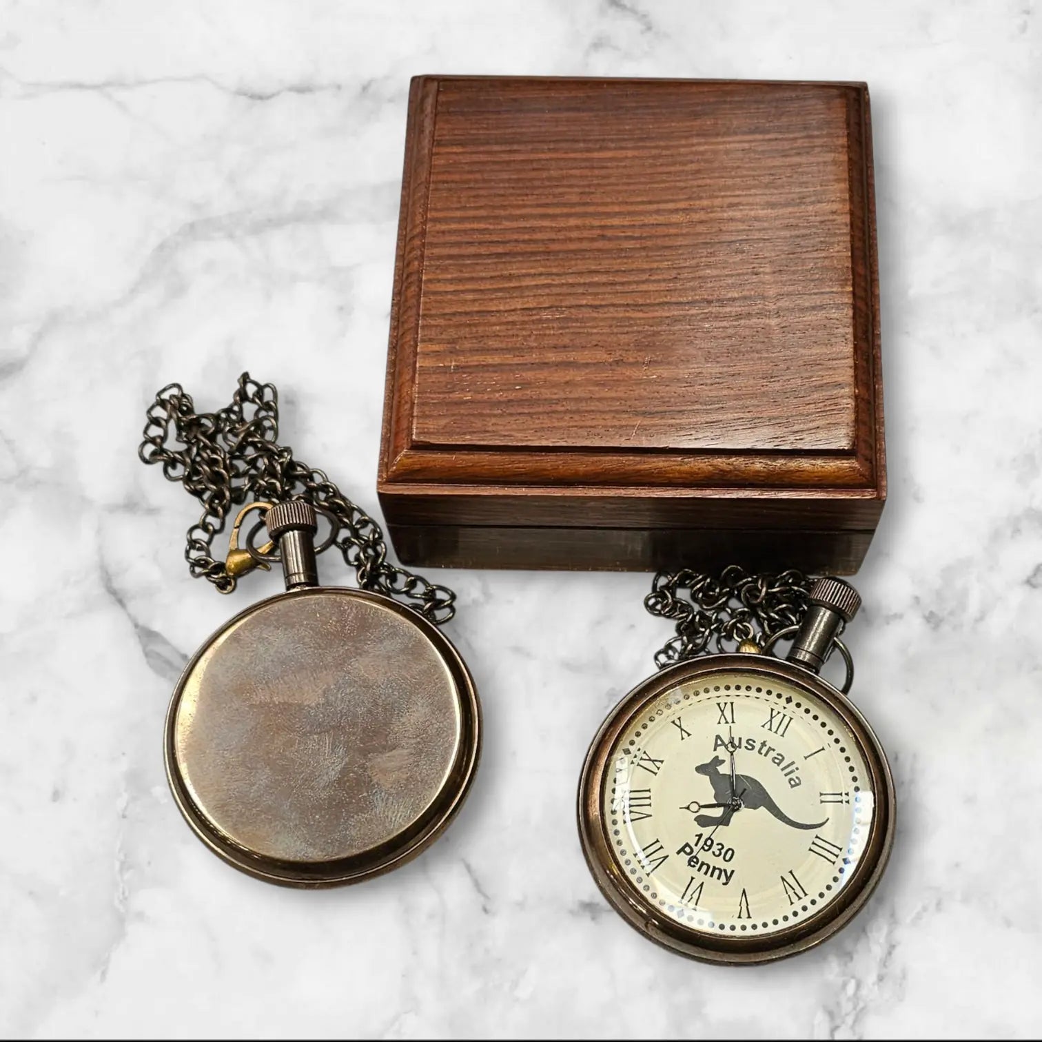 Australia Penny pocket watch with wooden box mypirateshop