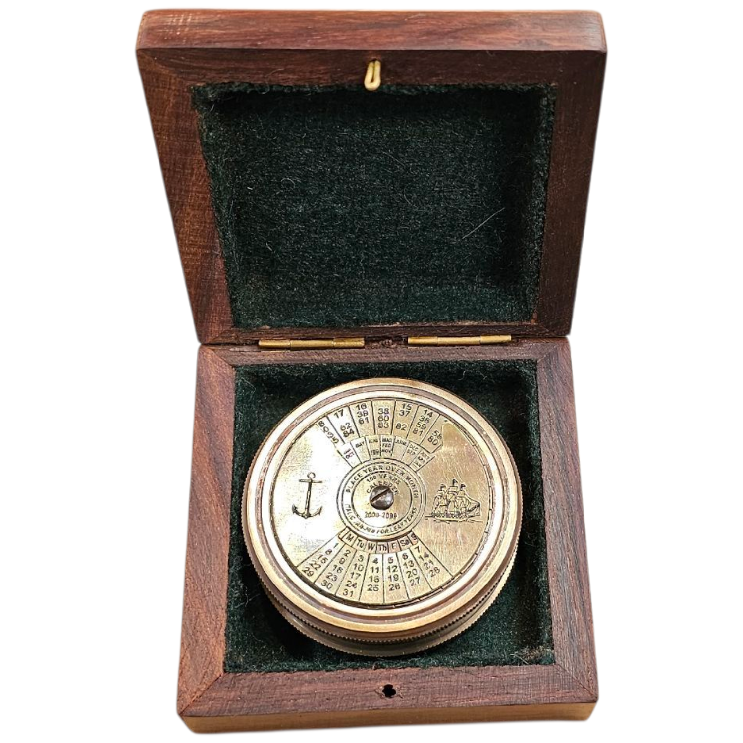 Brass perpetual calendar compass