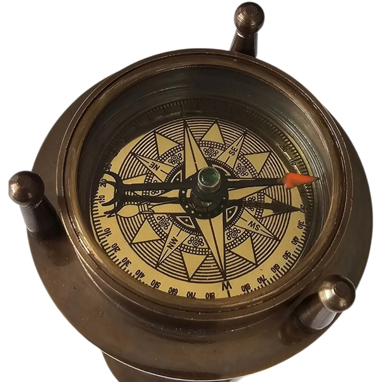 Brass Hourglass | 5 minute sand timer compass