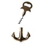 Gold anchor-shaped bottle opener with corkscrew 
