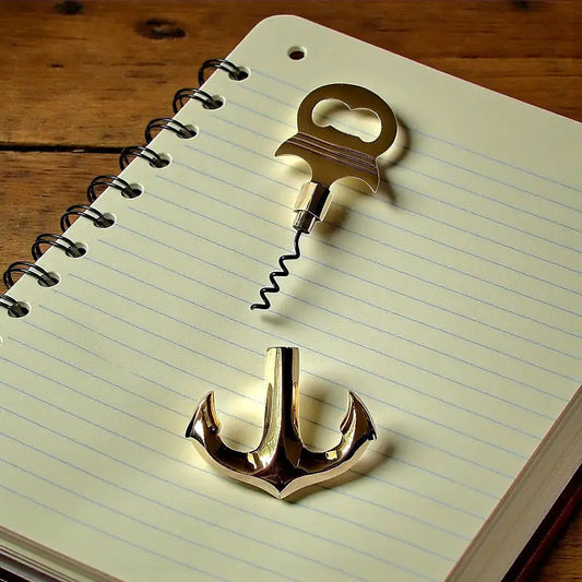 Anchor bottle opener with cork screw