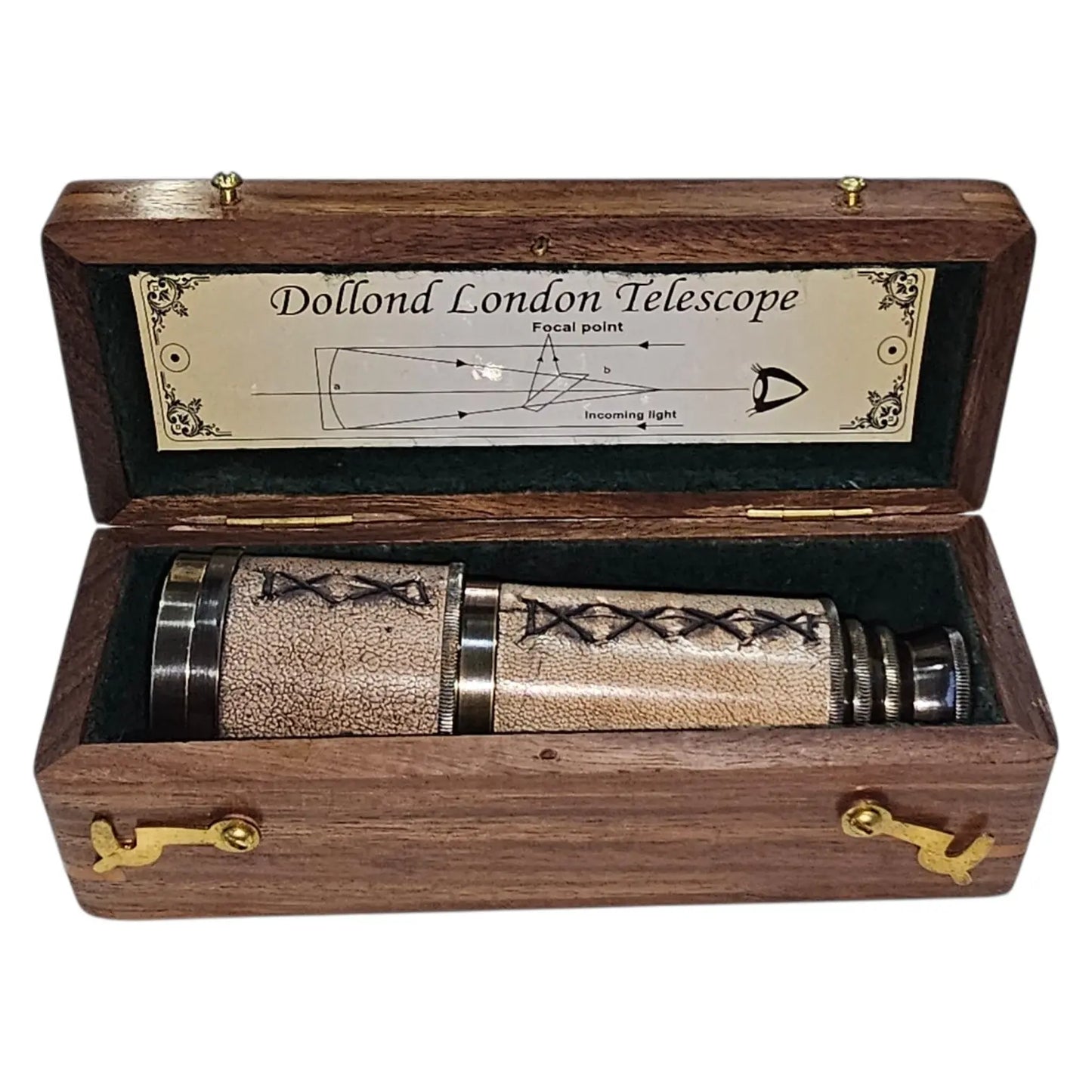 Dollond London Marine Leather Telescope | Personalisable | With Engravable Timber Box