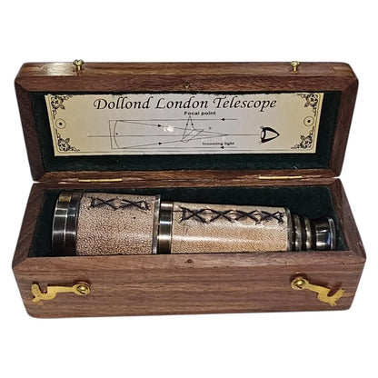 Dollond London Marine Leather Telescope | Personalisable | With Engravable Timber Box