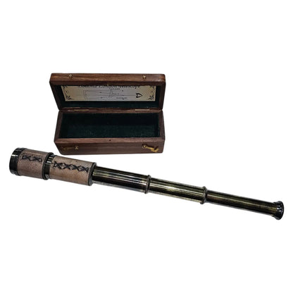 Dollond London Marine Leather Telescope | Personalisable | With Engravable Timber Box