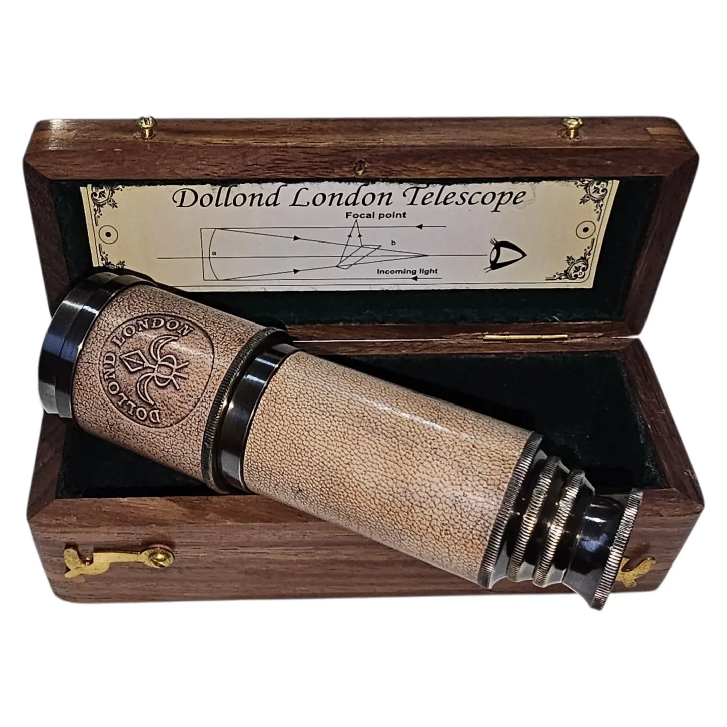 Dollond London Marine Leather Telescope | Personalisable | With Engravable Timber Box