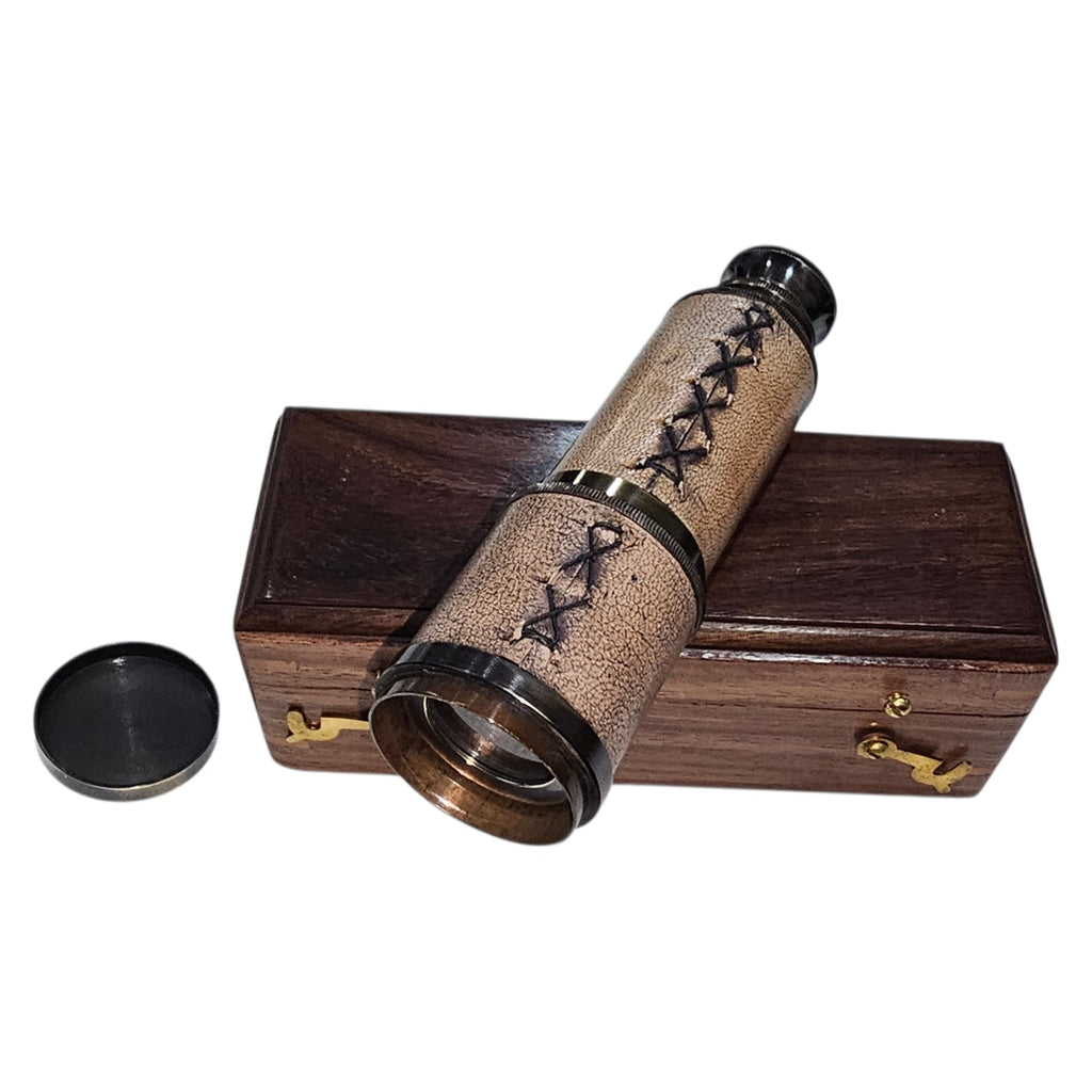 Dollond London Marine Leather Telescope | Personalisable | With Engravable Timber Box mypirateshop