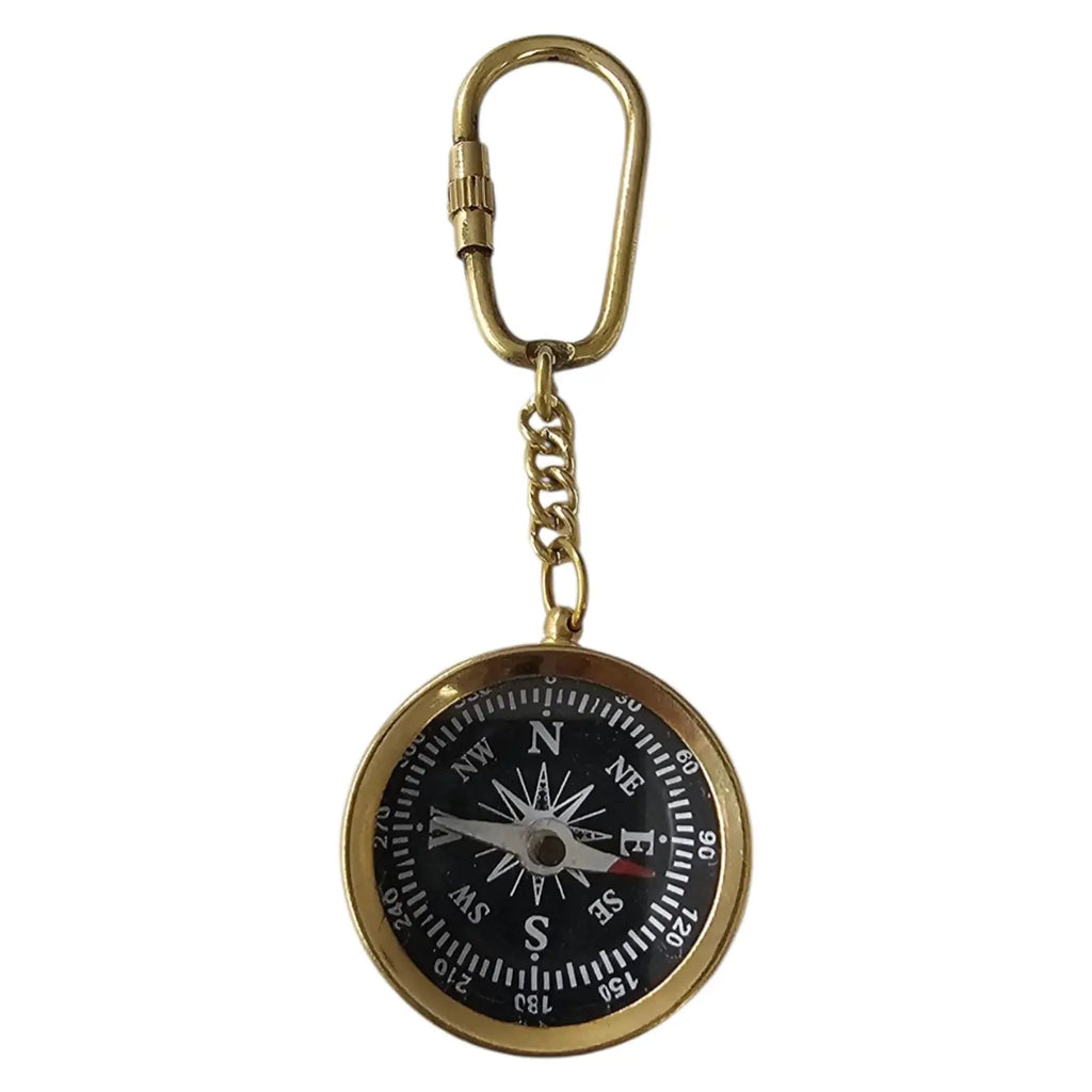compass brass keyring