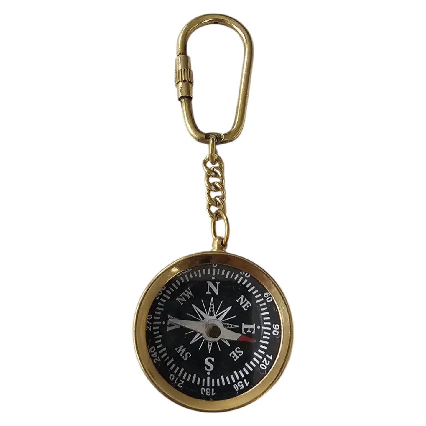 compass brass keyring