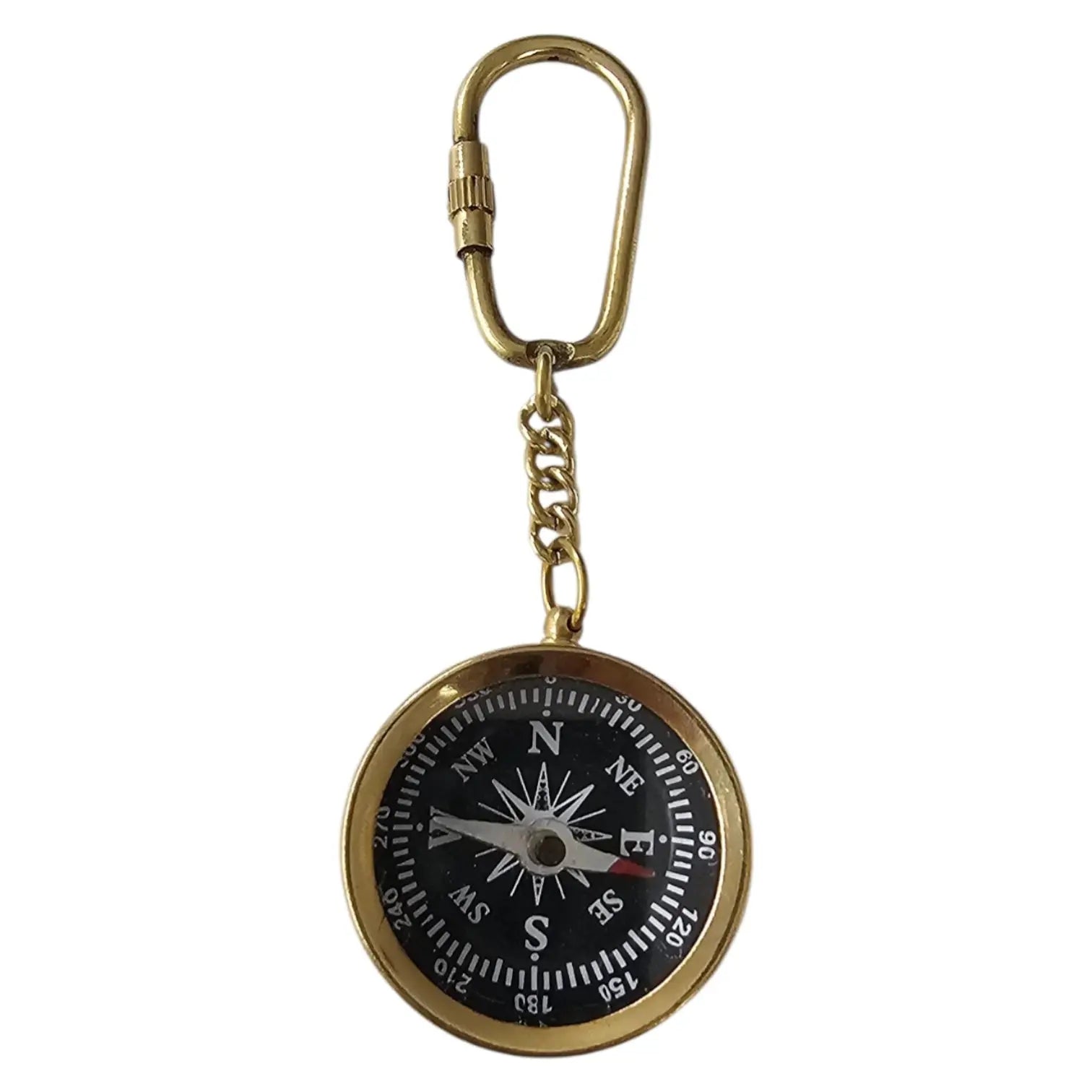 compass brass keyring