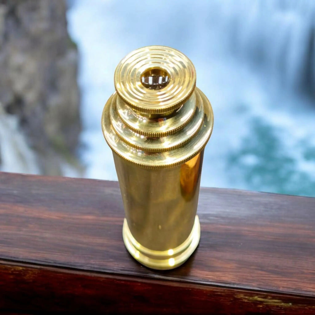 handcrafted brass telescope with gold finish