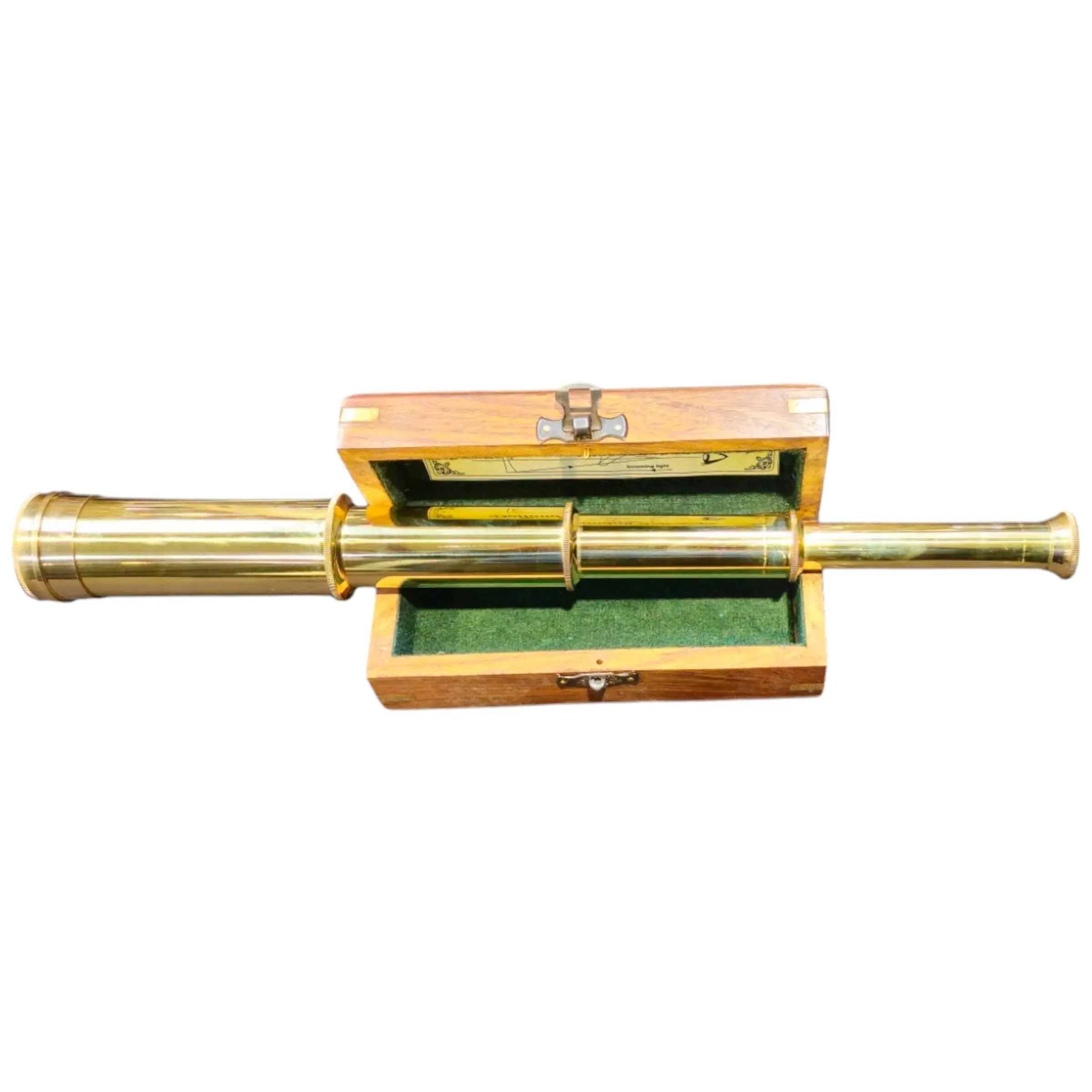 golden telescope with box fully extended