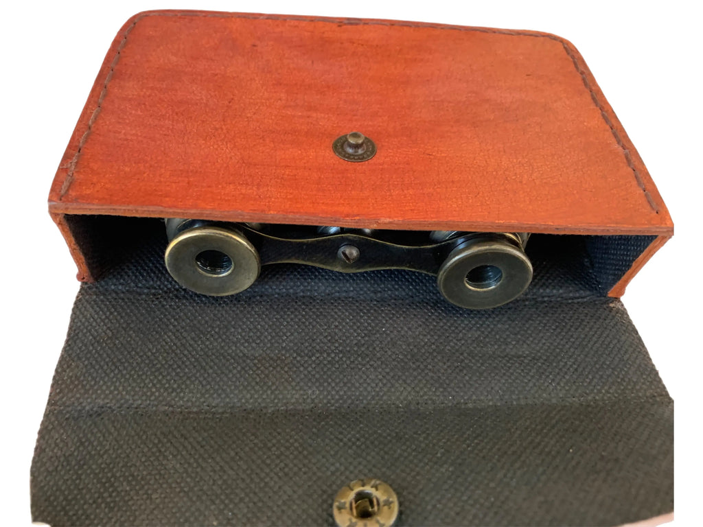 Vintage Brass Folding Binoculars with Leather Case – Decorative Nautical Showpiece & Collector's Item mypirateshop