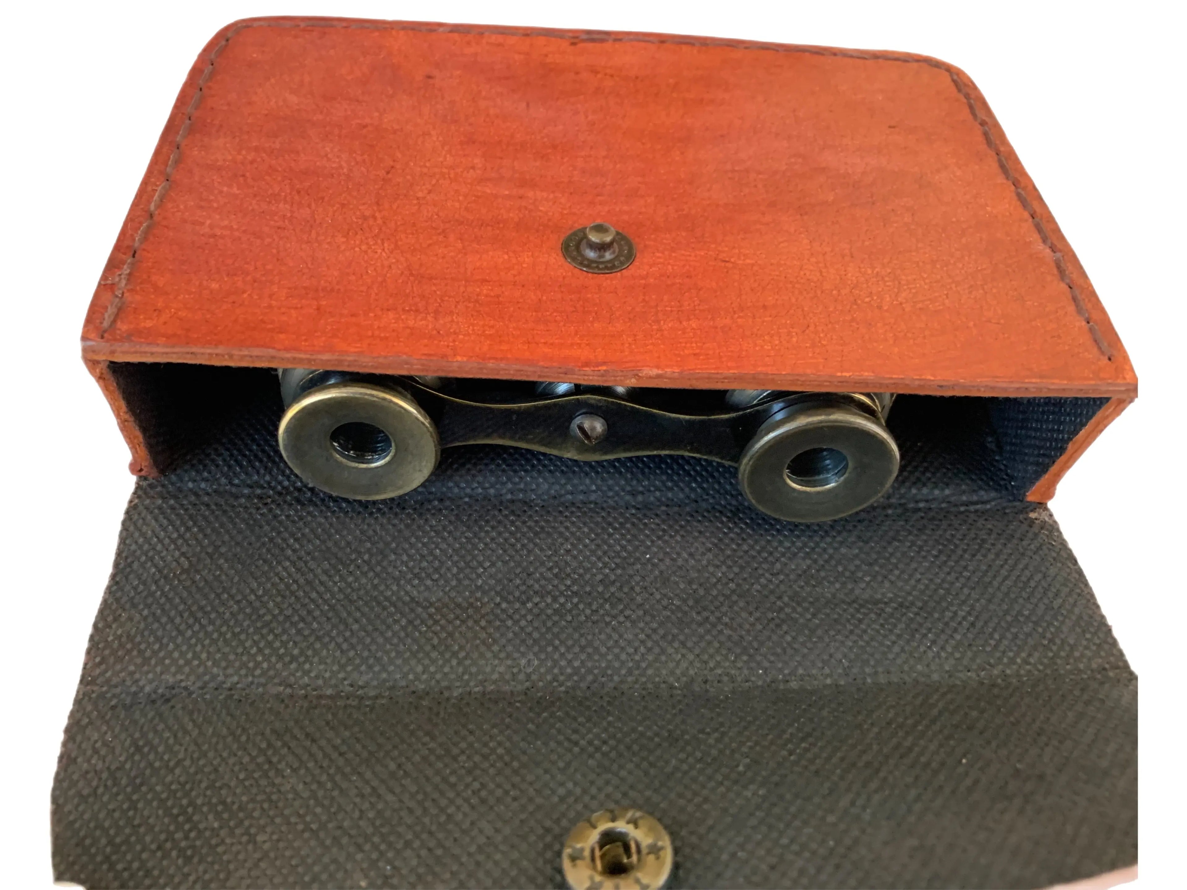Vintage Brass Folding Binoculars with Leather Case – Decorative Nautical Showpiece & Collector's Item mypirateshop