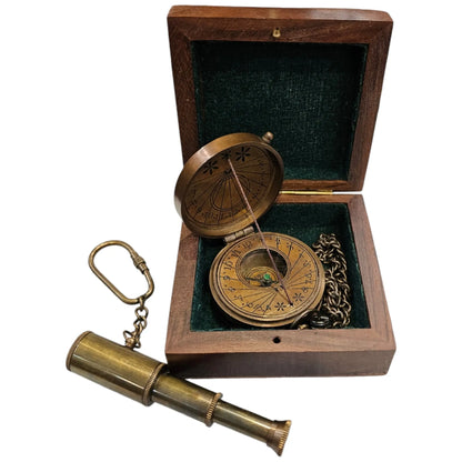 Close-up of the Mary Rose sundial compass with intricate brass detailing.