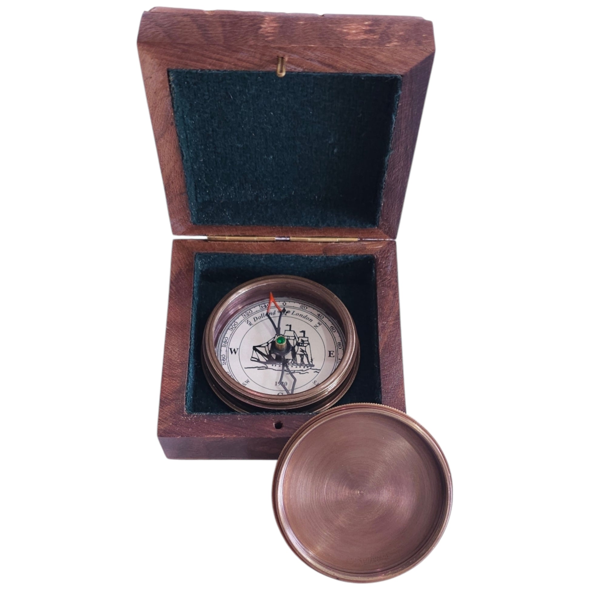 Dollond London Ship Compass – Vintage Brass Design - engravable lid