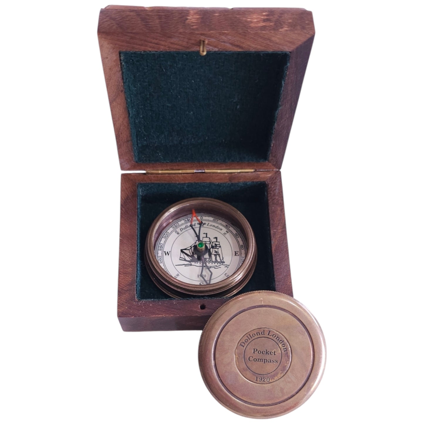 Personalised Brass Ship Compass in Wooden Box