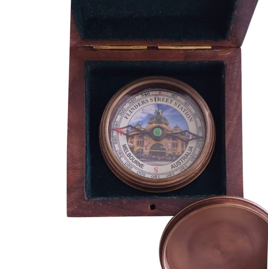 Flinder's Street Station Melbourne Compass| Customisable Brass Antique Replica