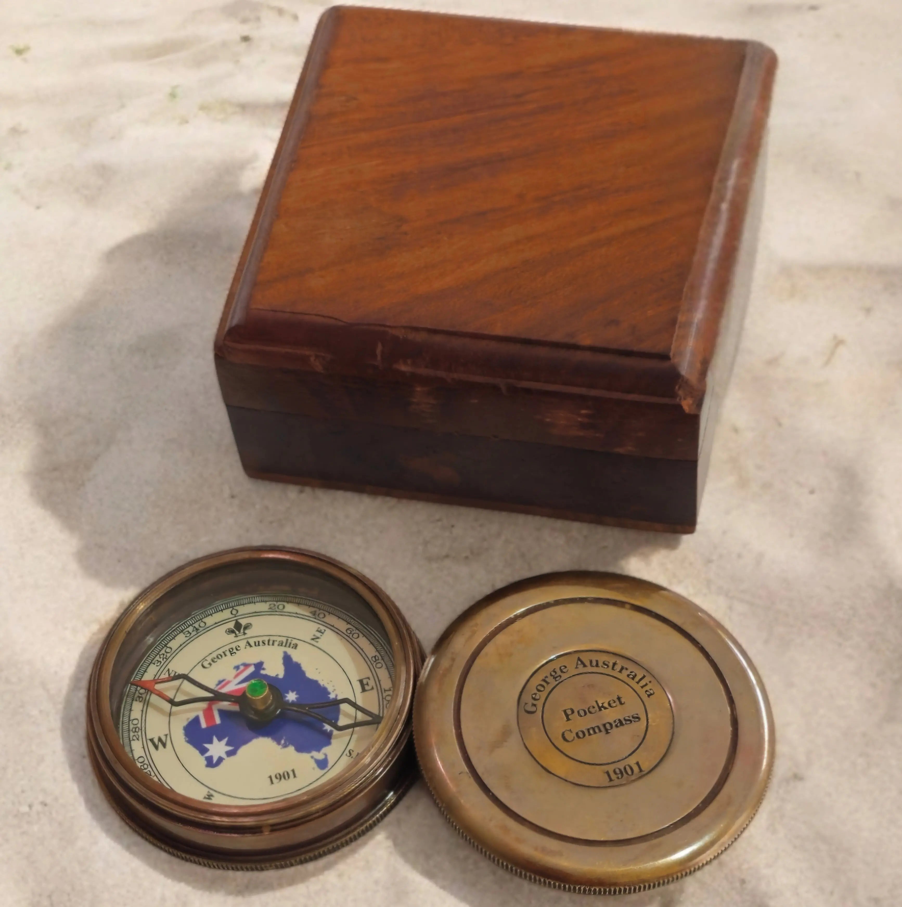 Australian Flag Compass| Personalised Brass Gift | Australiana mypirateshop