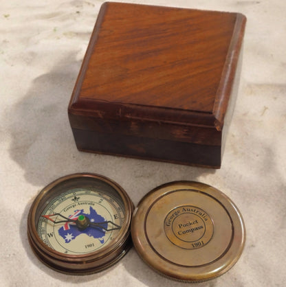 Australian Flag Compass| Personalised Brass Gift | Australiana mypirateshop