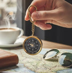 Brass compass keyring