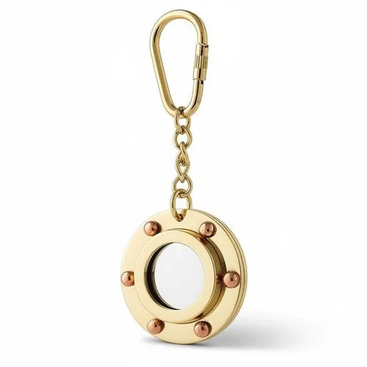 Porthole Keyring - brass key chain
