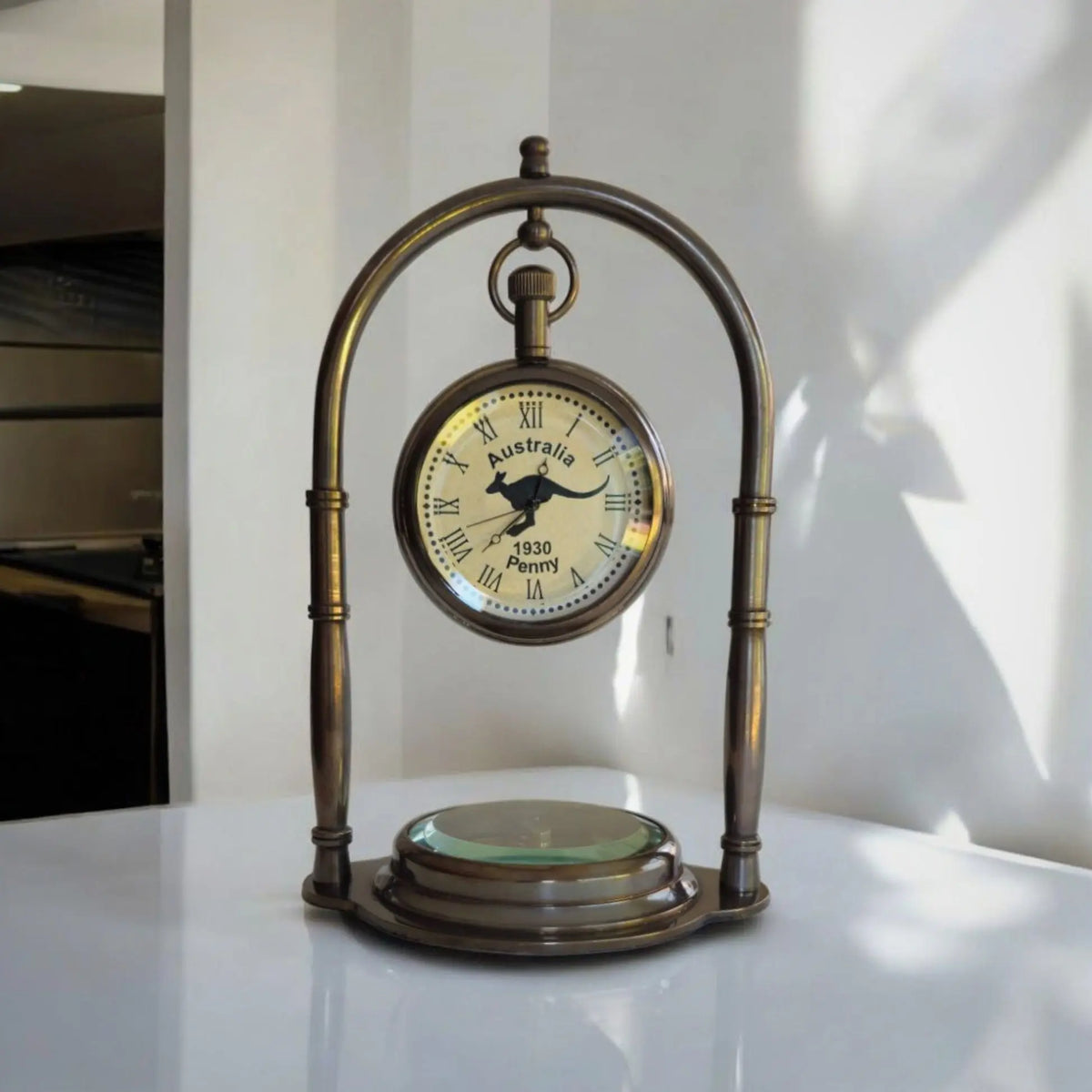 Australia Penny | Clock with Compass | Engravable – mypirateshop