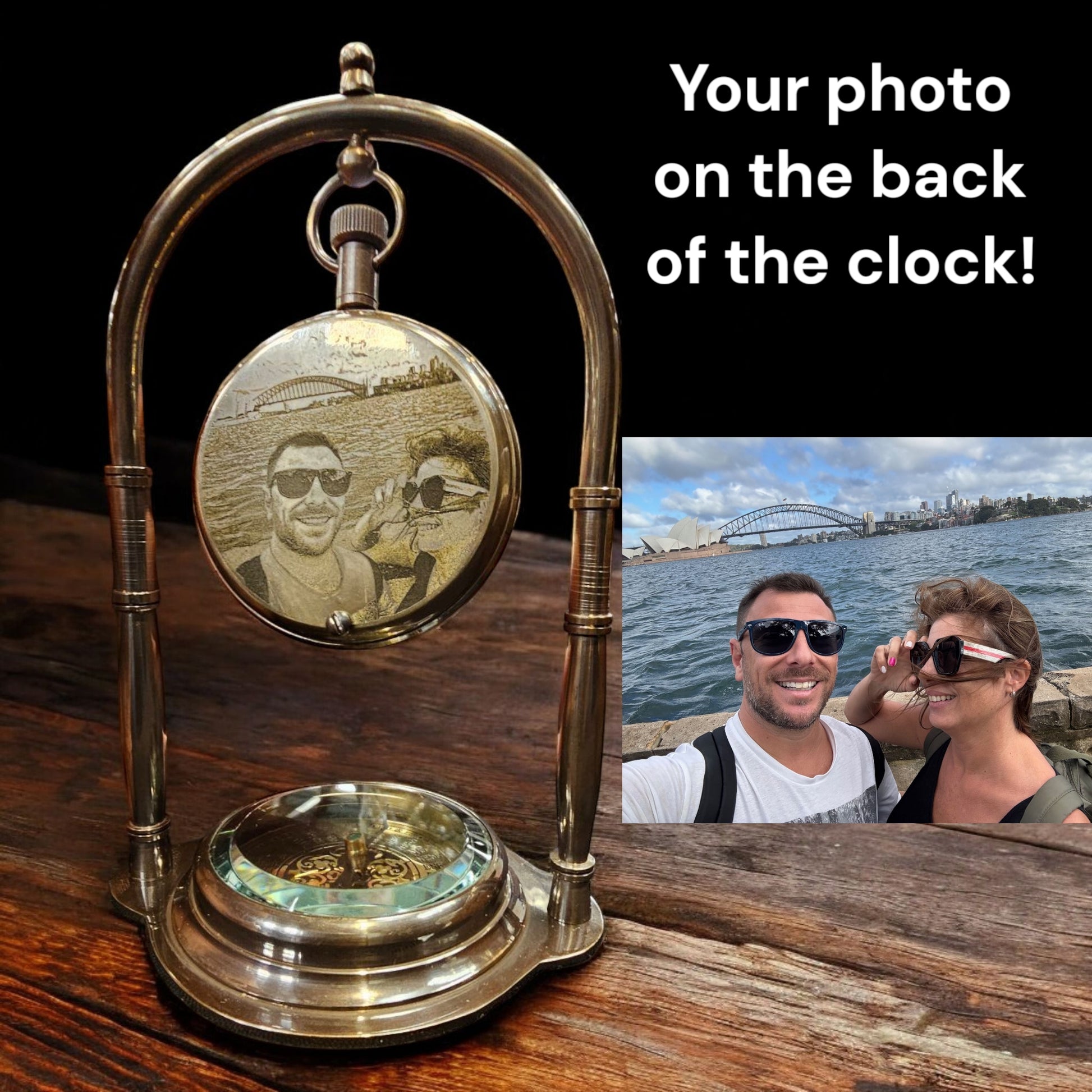 Your very own photo on the back of the clock. 