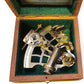 Vintage sextant in a wooden box with green interior