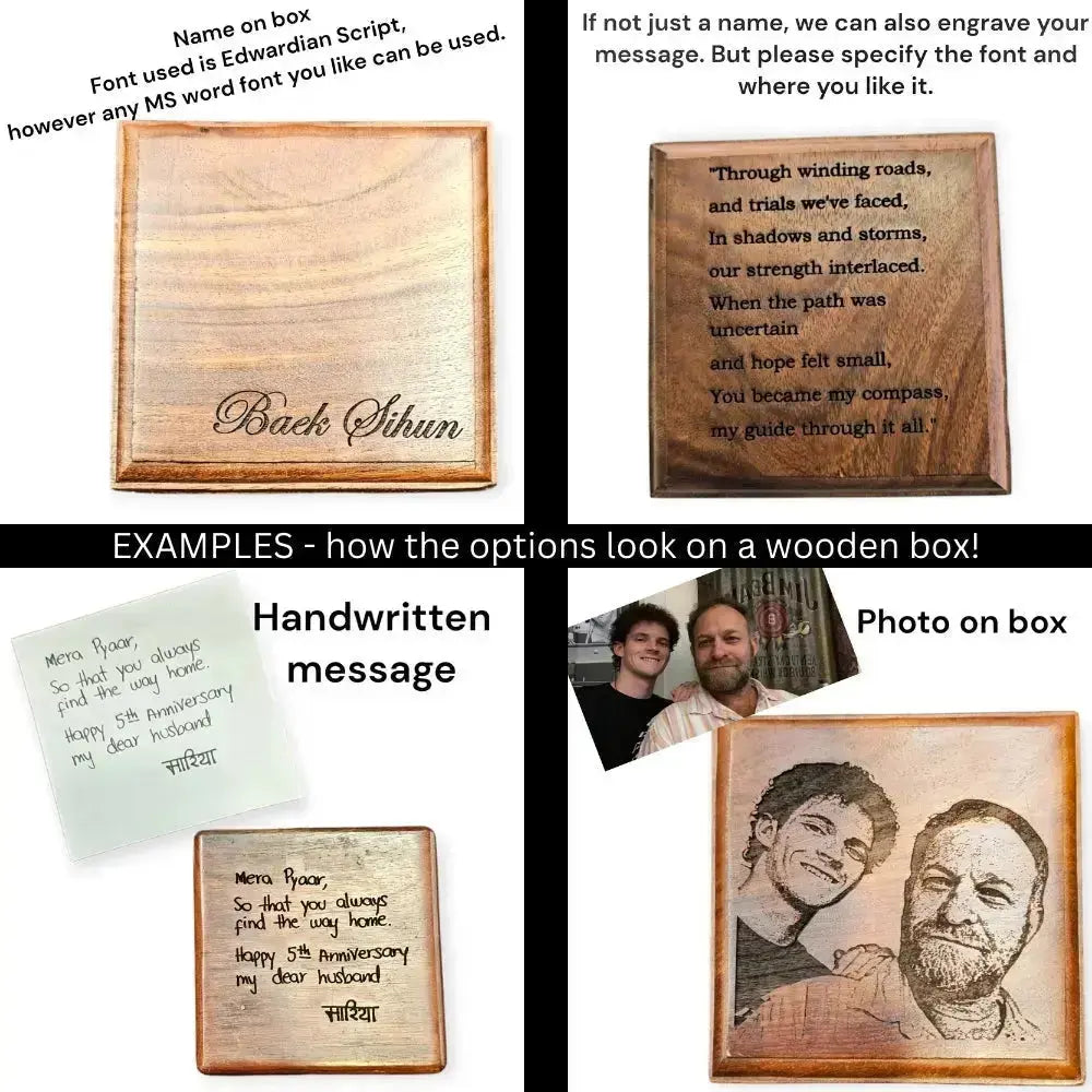 Wooden compass box customisation examples