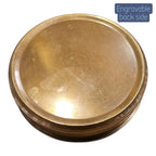 mypirateshop vintage solid brass compass showing the smooth, engravable back side with an antique patina finish.