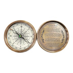 mypirateshop vintage brass perpetual calendar compass with engraved Robert Frost poem inside the lid