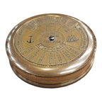 mypirateshop vintage solid brass perpetual calendar compass with anchor and ship engravings on a white background