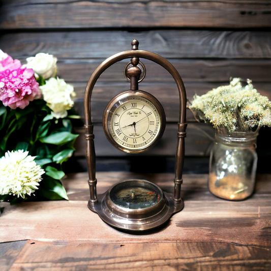 Elegant Arch Clock with Compass | Best gift for any occasions | Nautical Brass Gifts